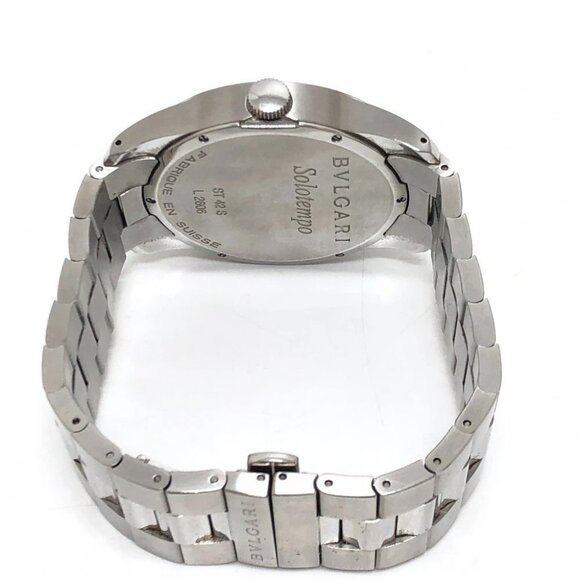 BVLGARI ST42S Solo tempo Quartz Men\'s Watch Round Wristwatch SS Silver main image 11